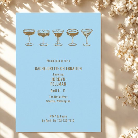 Invitation de Bachelorette au Martini Espresso Ble
