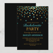 Invitation de Bachelorette avec Confettis Bleu et (Devant / Derrière)