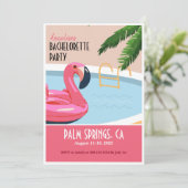 Invitation de Bachelorette avec Flamingo Rose Flot (Debout devant)