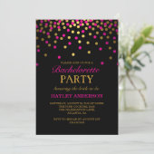 Invitation de Bachelorette Confettis Rose & Or (Debout devant)