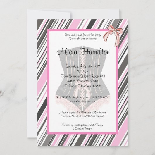 Invitation de Bachelorette Corset 5x7 (Devant)