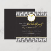 Invitation de bachelorette Damask élégant (jaune) (Devant / Derrière)
