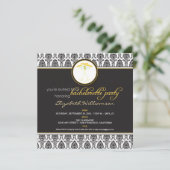 Invitation de bachelorette Damask élégant (jaune) (Debout devant)