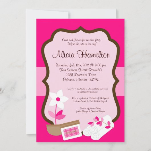 invitation de Bachelorette de rose de retraite du (Devant)