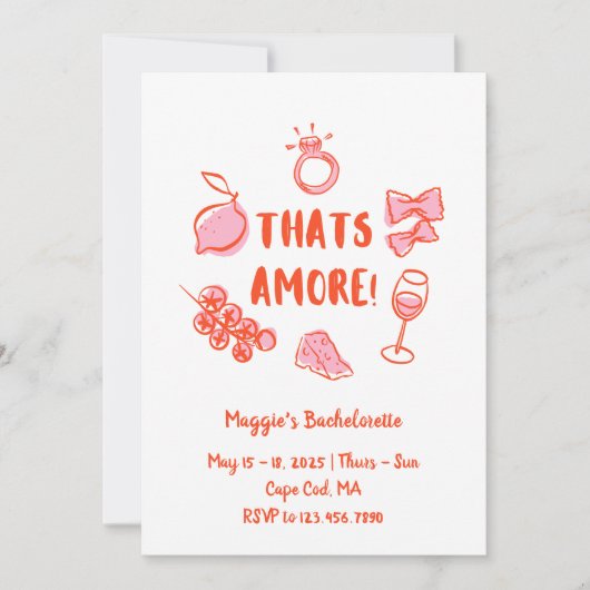 Invitation de Bachelorette d'été italien (Devant)