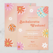 Invitation de Bachelorette Disco Flower Power des  (Devant / Derrière)