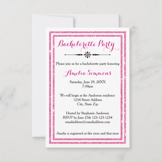 Invitation de Bachelorette Double Rose 3x5 (Devant)