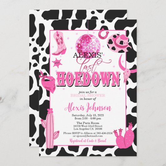 Invitation de bachelorette/douche nuptiale dernièr (Devant / Derrière)