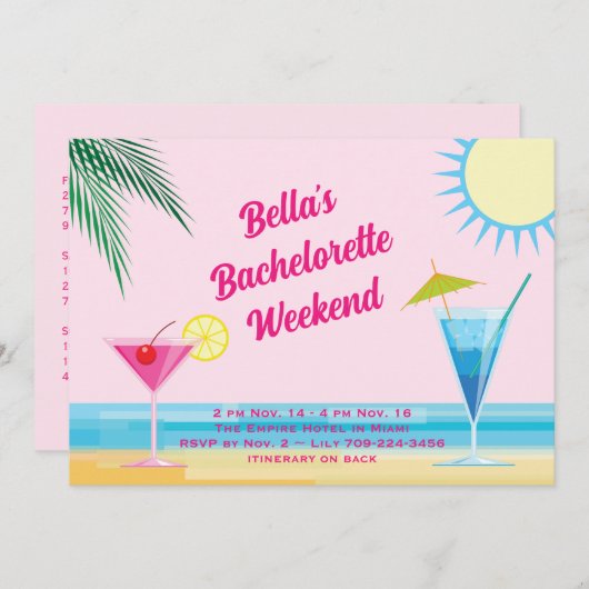 Invitation de bachelorette du week-end de Summerti (Devant / Derrière)