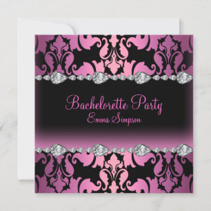Invitation de Bachelorette en Damassé Rose & Noir 
