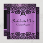 Invitation de bachelorette en dentelle pourpre et  (Devant / Derrière)