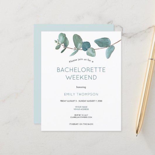 Invitation de bachelorette itinérante des Feuilles (Devant/Arrière en situation)