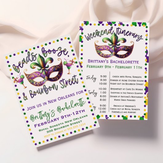 Invitation de Bachelorette Mardi Gras à la Nouvell