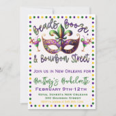 Invitation de Bachelorette Mardi Gras à la Nouvell (Devant)
