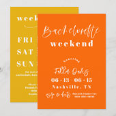 Invitation De Bachelorette Orange Et Jaune + Itiné (Devant / Derrière)