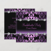 Invitation de Bachelorette Purple Damask & Diamond (Devant / Derrière)