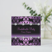 Invitation de Bachelorette Purple Damask & Diamond (Debout devant)