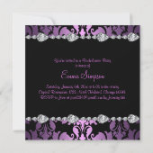 Invitation de Bachelorette Purple Damask & Diamond (Dos)