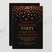 Invitation de Bachelorette Red & Gold Confetti (Devant / Derrière)