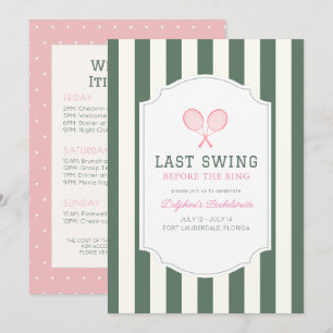 Invitation de Bachelorette Tennis Last Swing Vert 