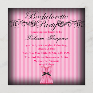 Invitation de Bachelorette vintage chic rose et no