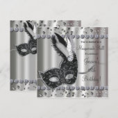 Invitation de bal masqué argent et noir (Devant / Derrière)