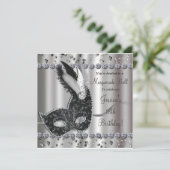 Invitation de bal masqué argent et noir (Debout devant)