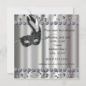 Invitation de bal masqué argent et noir (Dos)
