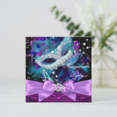 Invitation de bal masqué avec masque à paillettes (Debout devant)