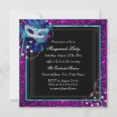 Invitation de bal masqué avec masque à paillettes (Dos)