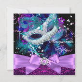 Invitation de bal masqué avec masque à paillettes (Devant)