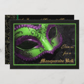 Invitation de bal masqué de Halloween avec masque (Devant / Derrière)