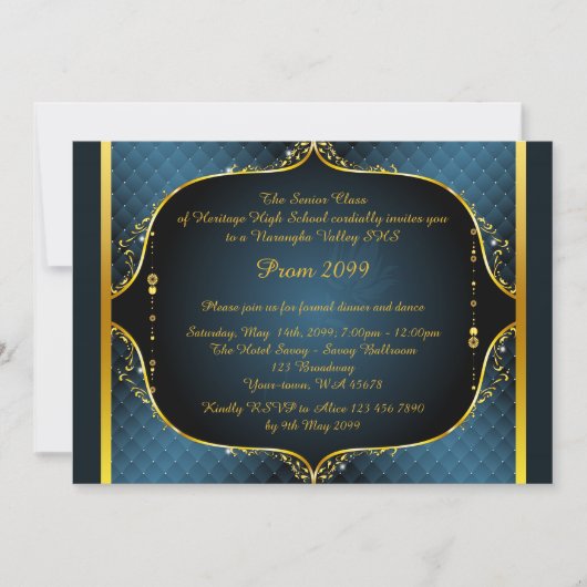 Invitation de bal, Prom, Prom Senior, élégant, ble (Devant)