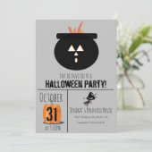 Invitation de balai de chapeau de sorcière Hallowe (Debout devant)