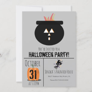 Invitation de balai de chapeau de sorcière Hallowe