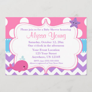 Invitation de baleine violette rose Chevron