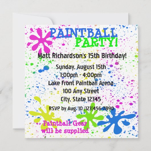Invitation de balle à peinture (Devant)