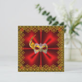 Invitation de balle de glamour Élégant or rouge (Debout devant)