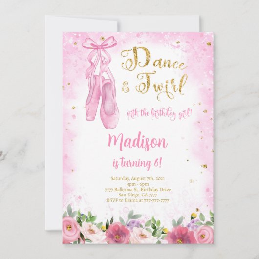 Invitation de Ballerina dorée (Devant)