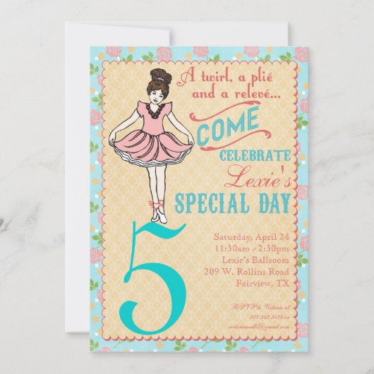 Invitation de Ballerina Party (Devant)