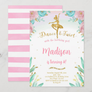 Invitation de ballerine en or et vert
