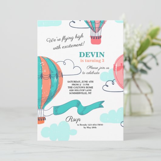 Invitation de ballon à air chaud (Debout devant)