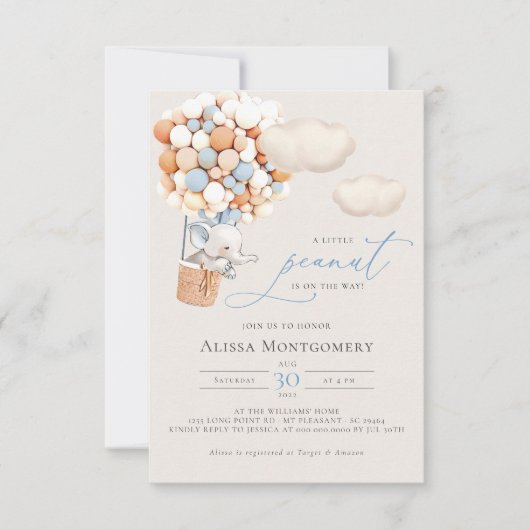 Invitation de ballon éléphant à air chaud (Devant)