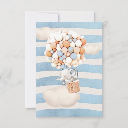 Invitation de ballon éléphant à air chaud (Dos)