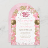 Invitation de ballon Glam Quinceañera (Devant / Derrière)