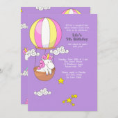 Invitation de ballons à air chaud Unicorn (Devant / Derrière)