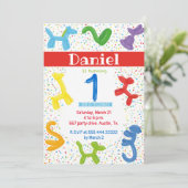 Invitation de ballons animaux de premier anniversa (Debout devant)