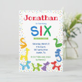 Invitation de ballons d'animaux de 6e anniversaire (Debout devant)