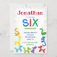 Invitation de ballons d'animaux de 6e anniversaire