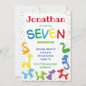 Invitation de ballons d'animaux de 7e anniversaire (Devant)